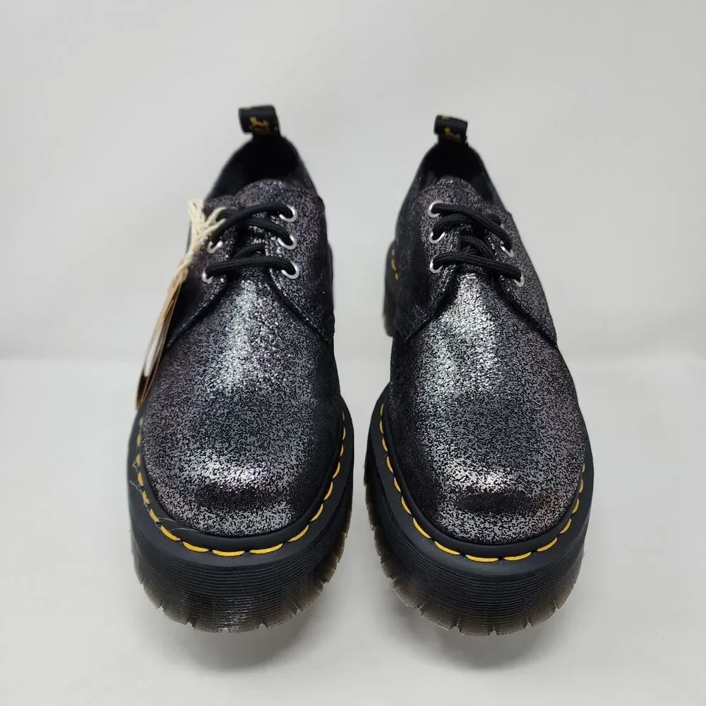 Dr Martens Shoes Women 10 Metallic Leather Faux Fur Lined Platform Oxford Shinny